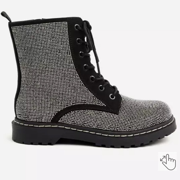 Betsey Johnson Rhinestone Combat Bootie (10WW)